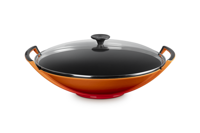 Cast Iron Wok with Glass Lid