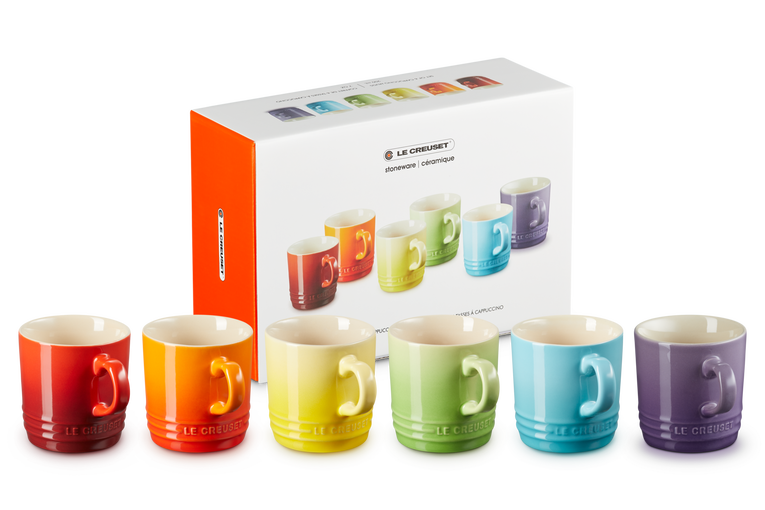 Stoneware Rainbow Set of 6 Cappuccino Mugs Le Creuset IE