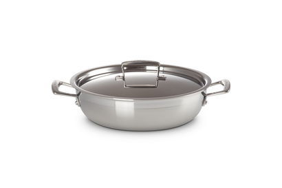 3-ply Stainless Steel Shallow Casserole with Lid