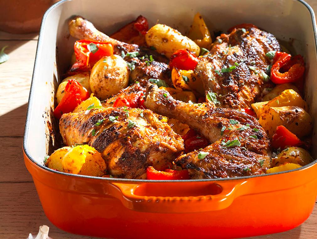 Piri Piri Chicken with Roasted Baby Potatoes & Peppers
