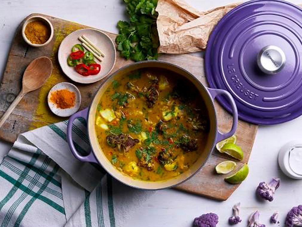 Turmeric, Coconut & Purple Cauliflower Fish Curry