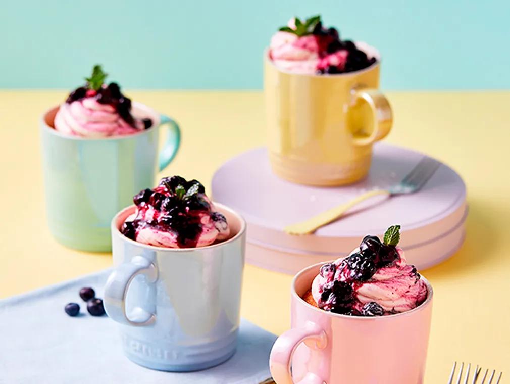 White Chocolate and Blueberry Mug Cakes