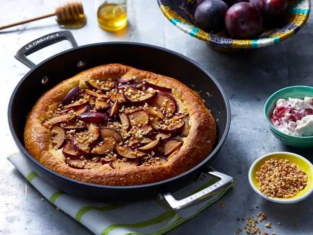 Brioche Tart Filled with Roasted Plums and Hazelnuts