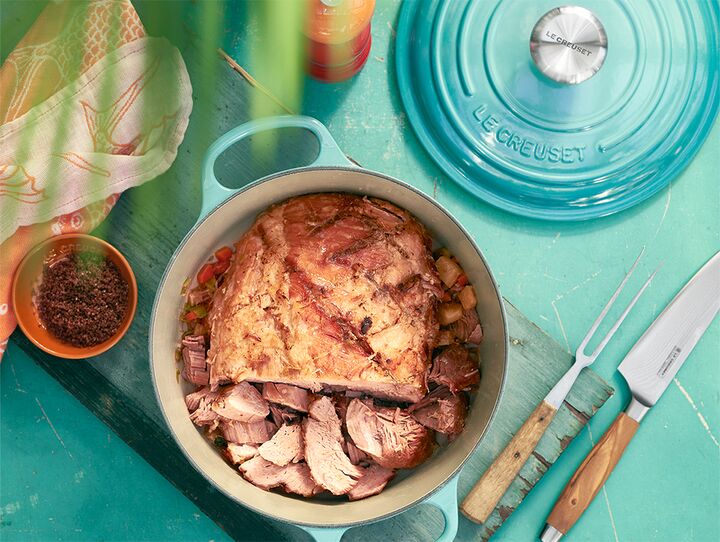 Le creuset pulled pork top